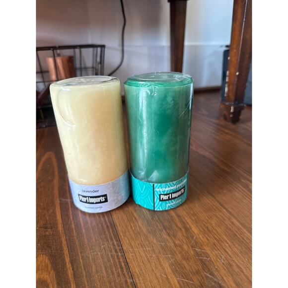 NWOT Pier 1 Imports Pillar Candle Bundle (2): Lavender & Enchanted Paradise - Picture 1 of 5